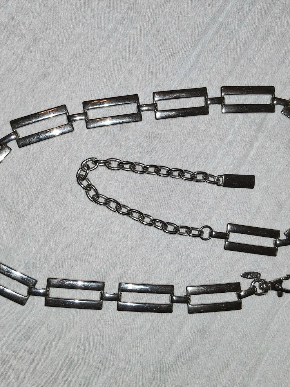 Silver Rectangular Link Waist Belt